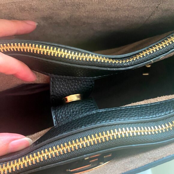 NWT France Texier Black Leather Shoulder Bag Tote with Porchette purse - Picture 9 of 10